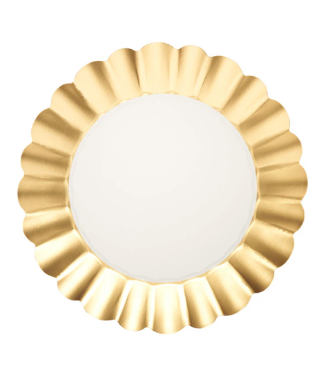 Scalloped Gold & White Dinner Plate