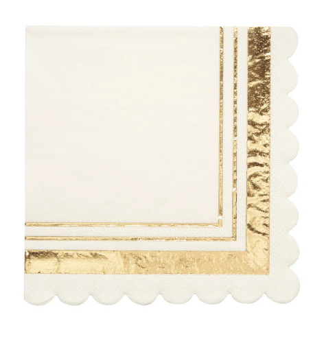 Gold & White Cocktail Napkins