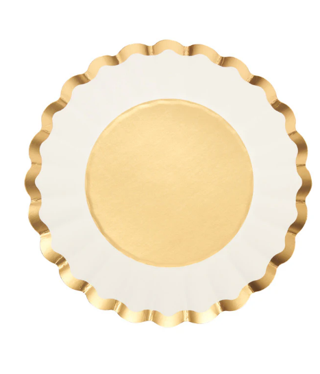 Scalloped Gold & White Salad Plate