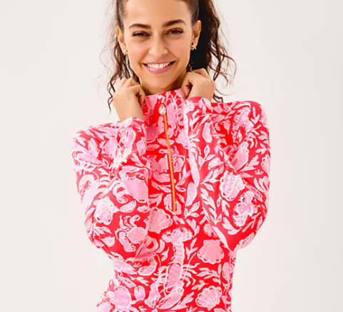 Justine Half Zip UPF50 Pullover | Cane Coral Crab Collab