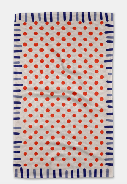 Geometry Tea Towel | Navy Fringe