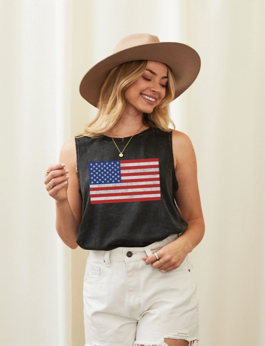Black USA Flag Tank Top