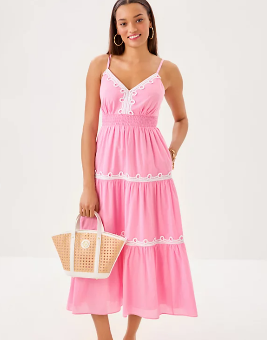 Zanna Cotton Midi Dress | Conch Shell Pink