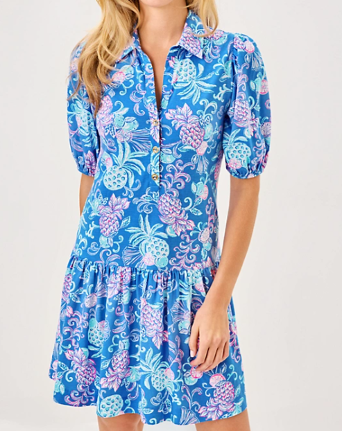 Bingley Dress | Sunwashed Blue Citrus Crush