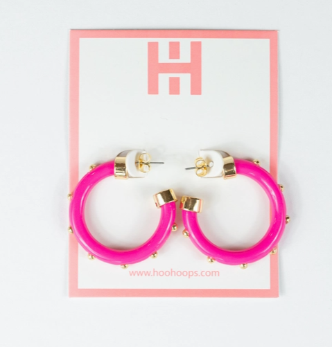 1" Mini HooHoops | Hot Pink w/Gold Dots