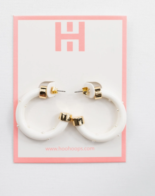 1" Mini HooHoops | White w/Pearls