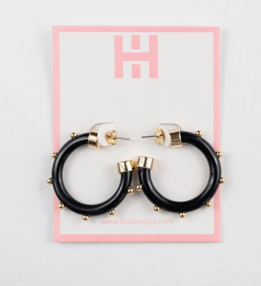 1" Mini HooHoops | Black w/Gold Dots