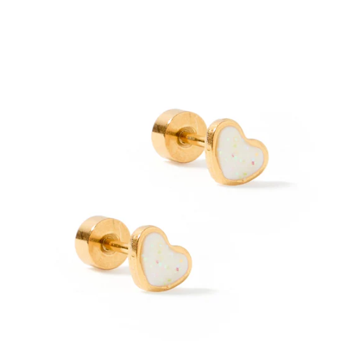 Nora White Heart Stud Earrings