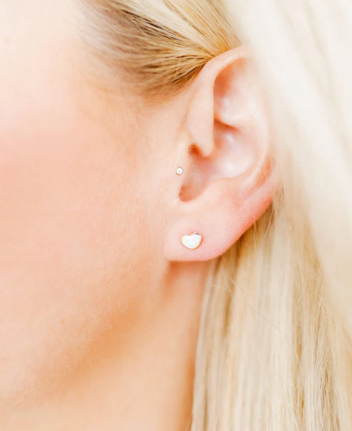 Nora White Heart Stud Earrings