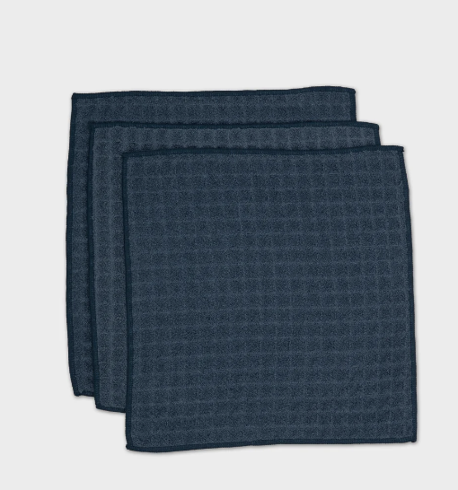 Geometry Waffle Washcloth Set | Midnight Blue