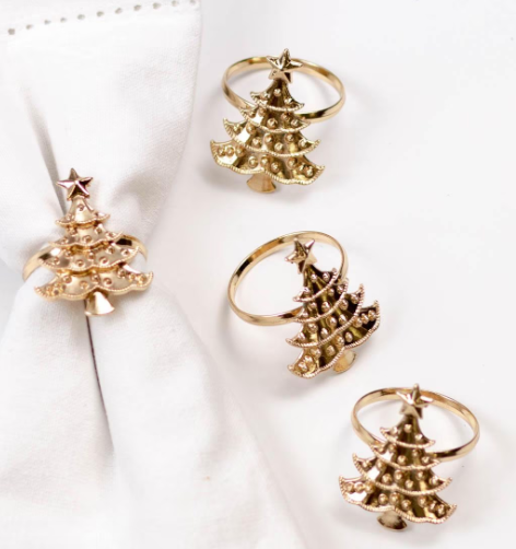 Christmas Tree Napkin Ring Set