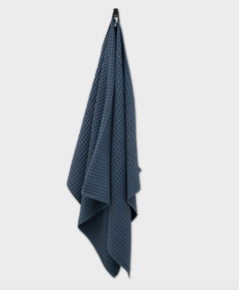 Geometry Waffle Bath Towel | Midnight Blue