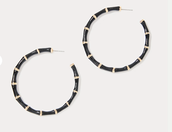 Bamboo Forest Hoop Earrings |  Noir