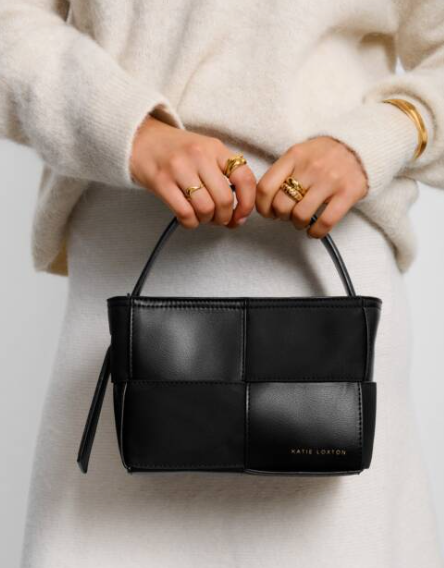 Taya Woven Top Handle Bag | Black