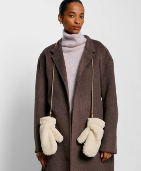 Cream Teddy Mittens