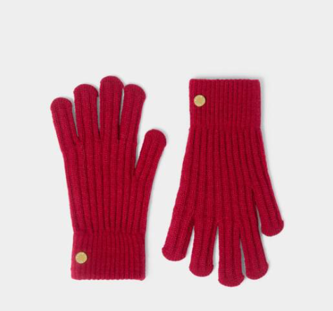 Garnet Red Knit Gloves