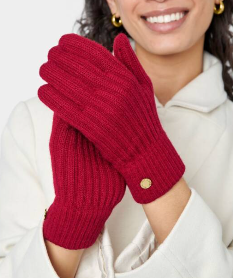 Garnet Red Knit Gloves