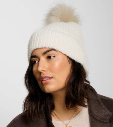 White Pom Pom Hat