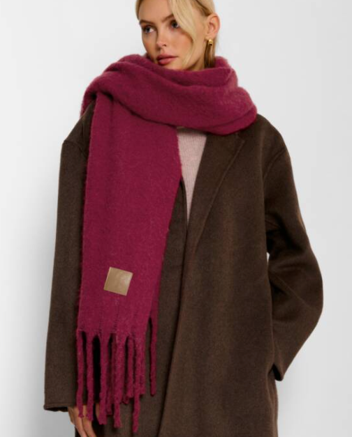 Garnet Red Tassel Scarf