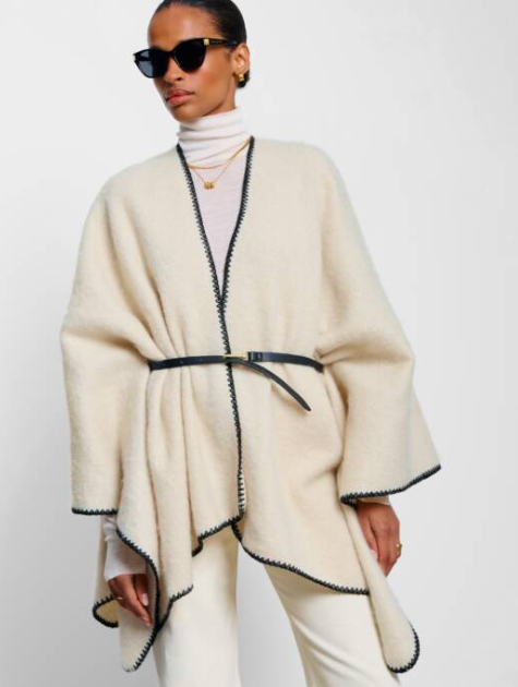 Cream Whipstitch Cape /Belt