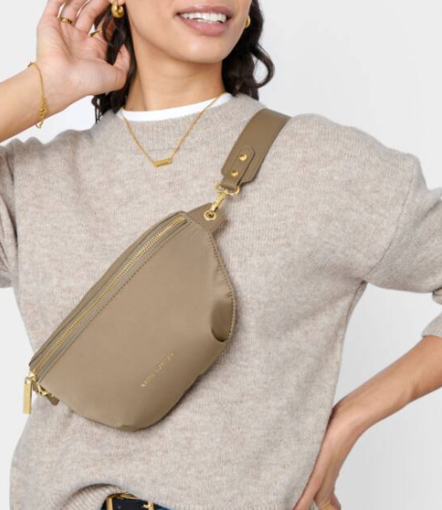 Nylon-Luxe Belt Bag | Taupe