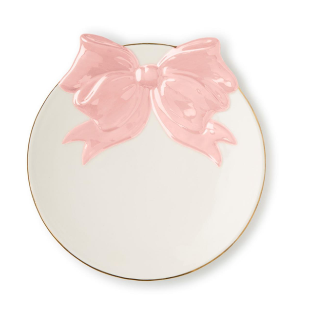 Pink Bow Tidbit Plate