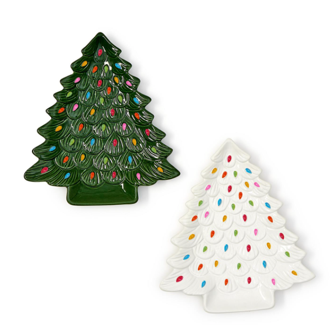 Green Vintage Tree Serving Plate