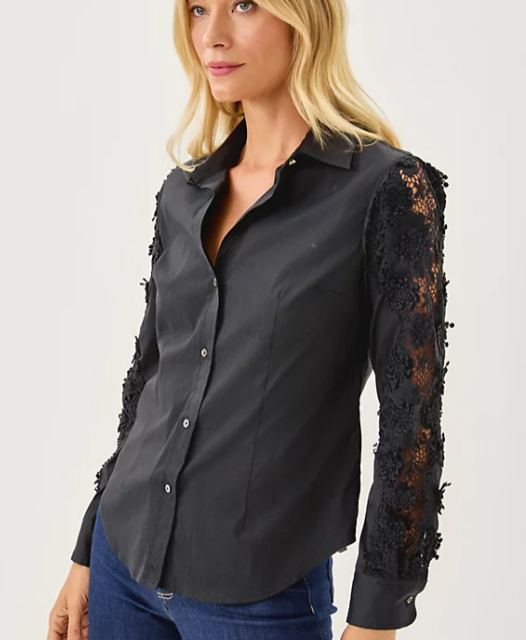 The Lace Lilly Shirt | Noir