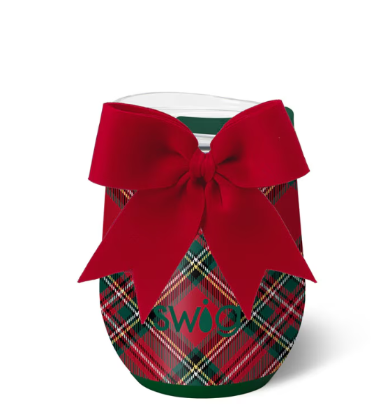 Christmas Plaid Stemless 12oz Wine Cup