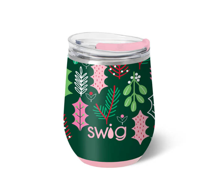 Merry Mistletoe Stemless 12oz Wine Cup