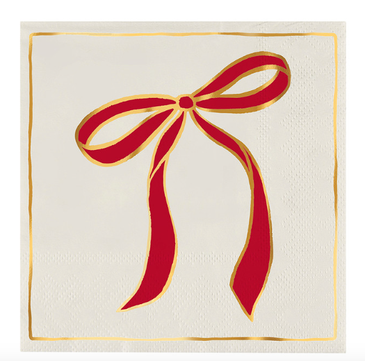 Red Bow Cocktail Napkins