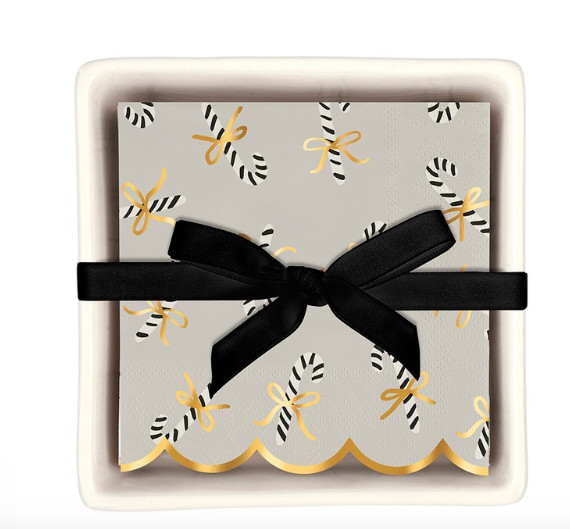 Candy Canes Cocktail Napkin and Holder Set