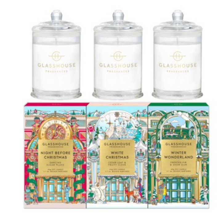 Glasshouse Christmas Candle Trio