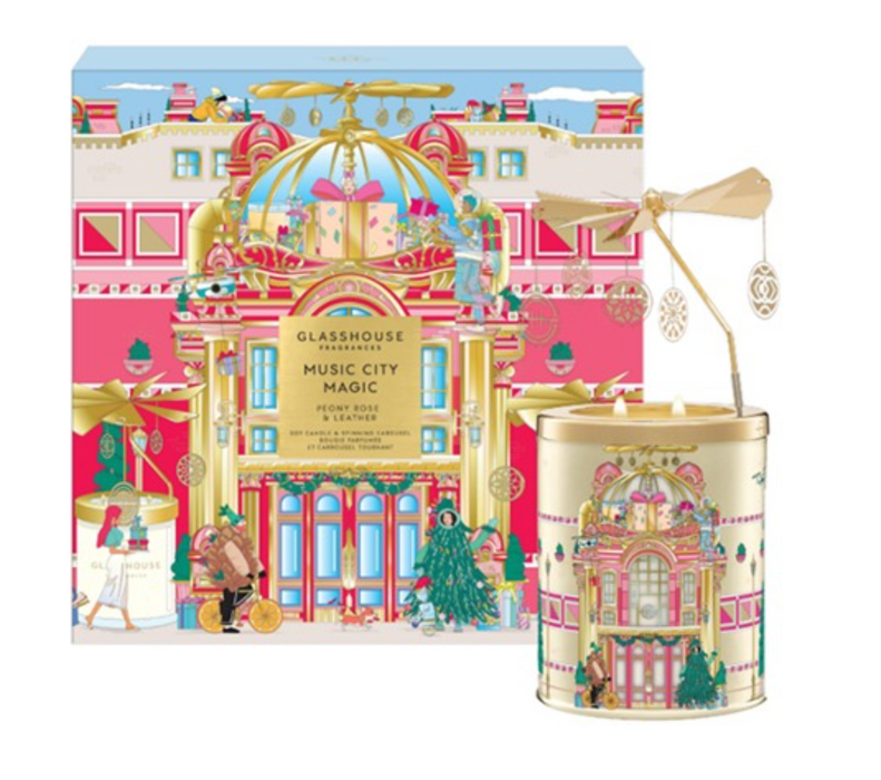 Glasshouse Candle with Spinning Carousel Gift Set