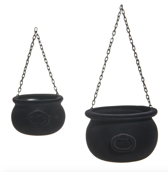 Hanging Flocked Cauldrons