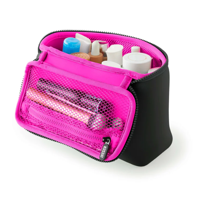 Small Train Case | Black w/Pink