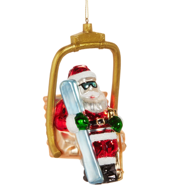 6" Santa on Ski Lift Ornament