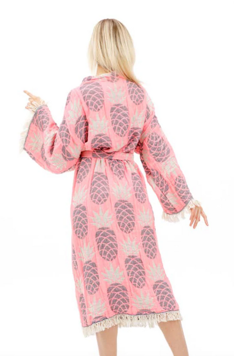 Boho Turkish Towel Robe | Pineapple Print