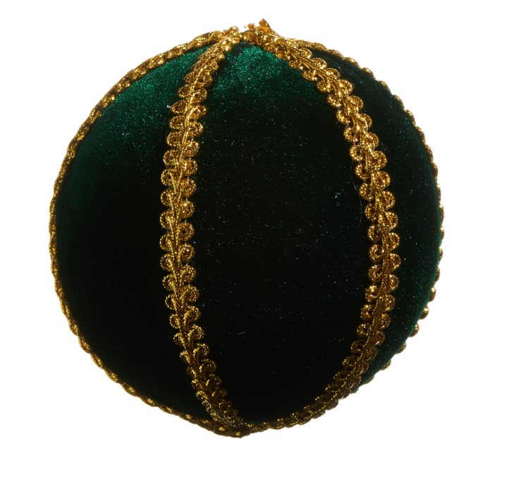4" Green Velvet w/Gold Braid Ornament