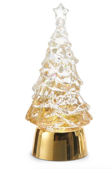 5" Gold Lighted Swirling Glitter Tree