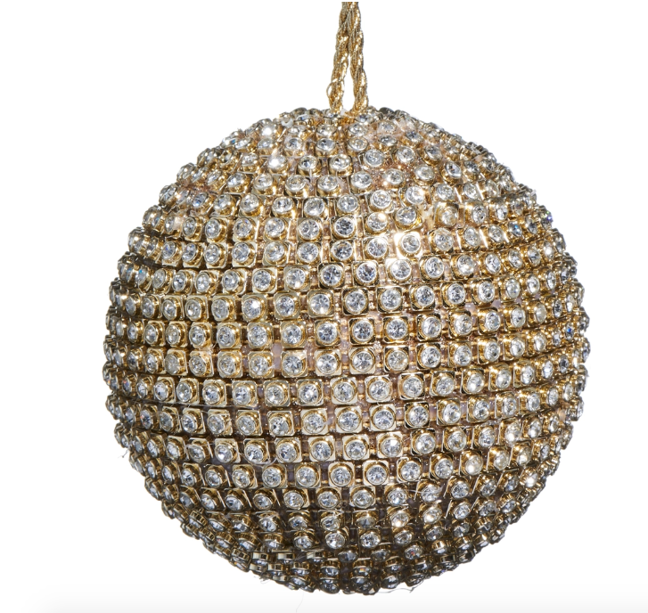 4" Gold  Jeweled Ball Ornament