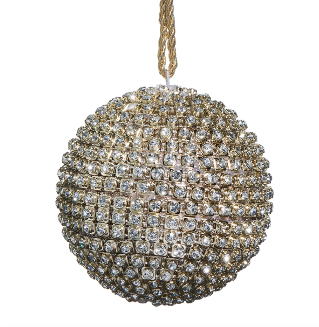 3.5" Gold Jeweled Ball Ornament