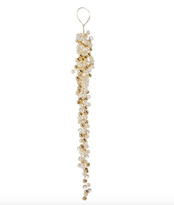 16" Cedar Pearl Beaded Drop Ornament