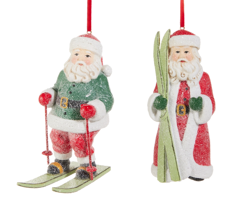 4.75" Skiing Santa Ornament