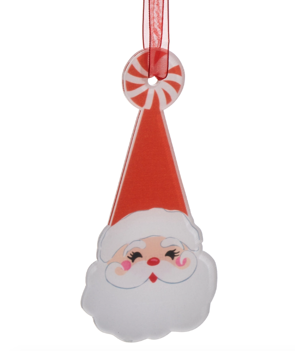6" Peppermint Santa Ornament