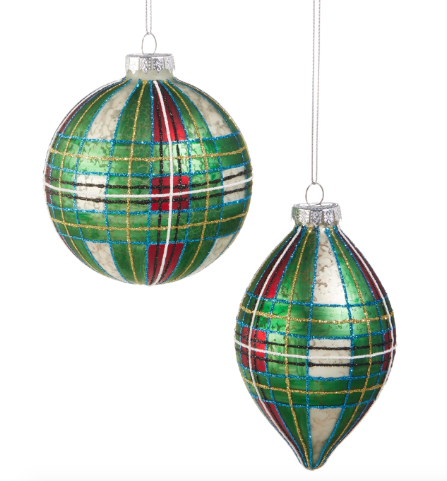 4" Green Tartan Plaid Ornament
