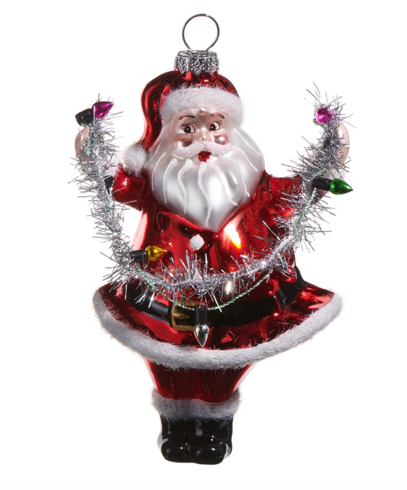 5" Santa Holding Lights Ornament