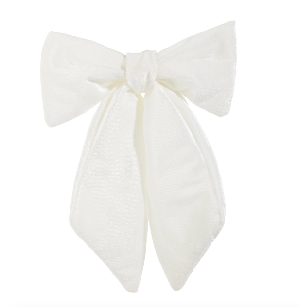 11" Ivory Velvet Clip-On Bow Ornament