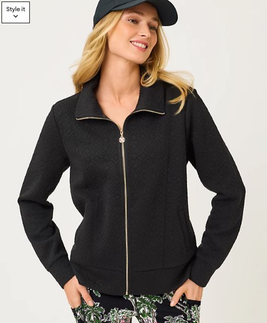 UPF 50+ Eleni Zip Up Jacket | Noir Butterfly Quilted