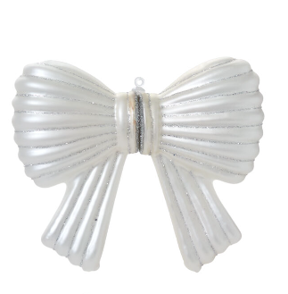 Glass Silver Bow Ornament